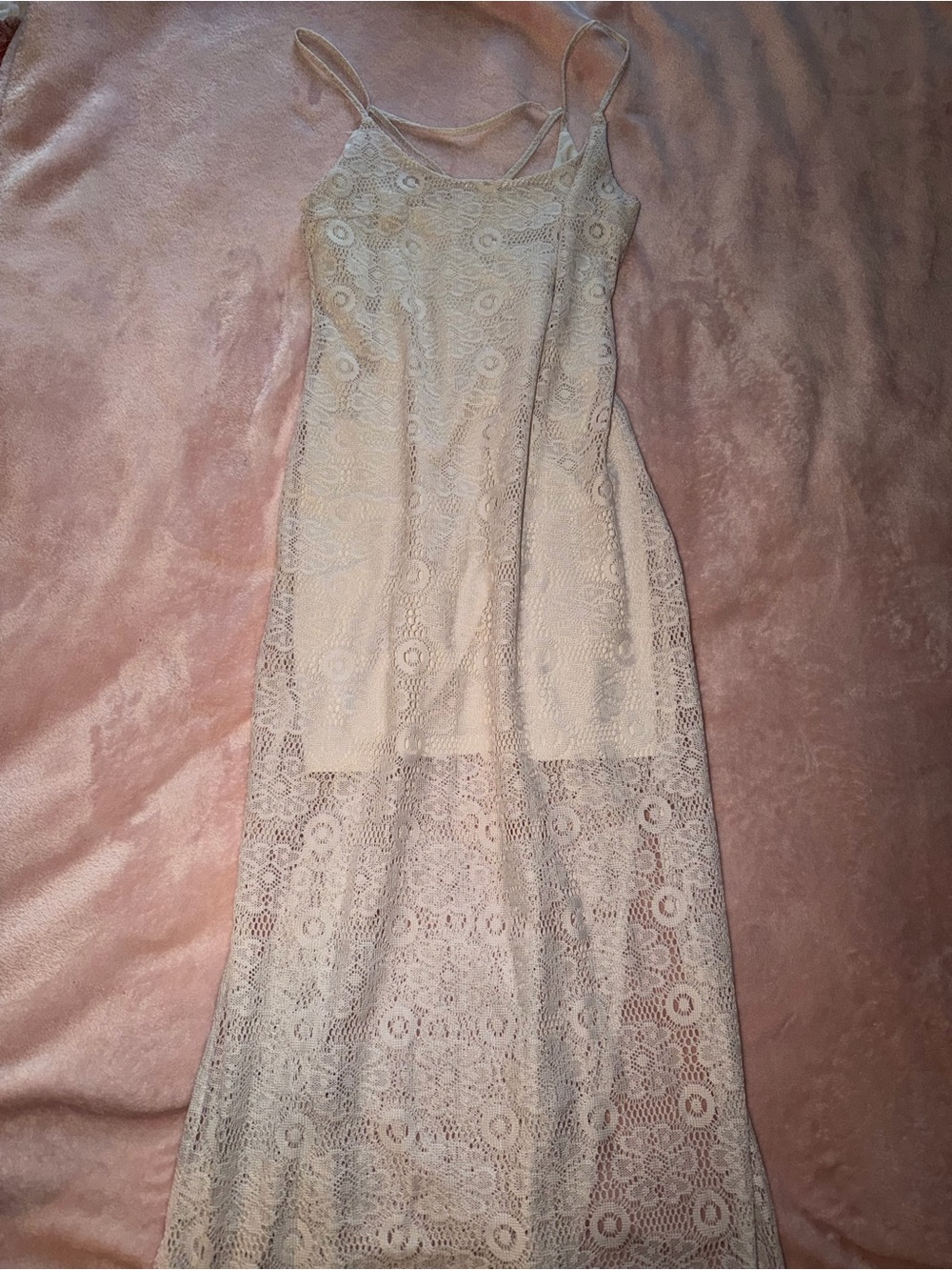 love on a hanger Cream Lace Maxi Slip Dress